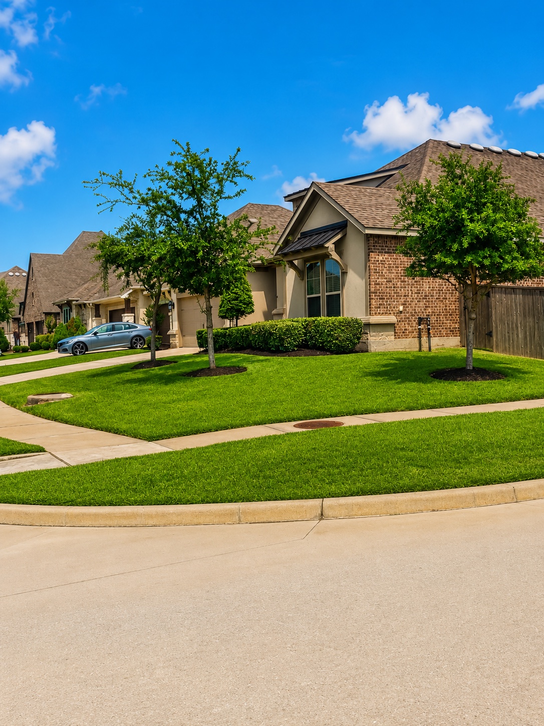 An immaculate, freshly cut Houston-area lawn by Myke Landscaping